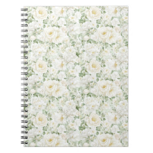 Carnet Roses Fleurales Blanches Crème Romantiques