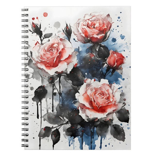 Carnet Roses - Fleurs à l'aquarelle (Devant)