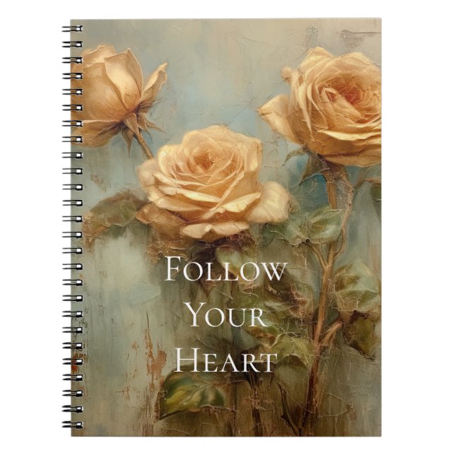 Carnet Roses Florales Romantiques aux Pêches (Devant)