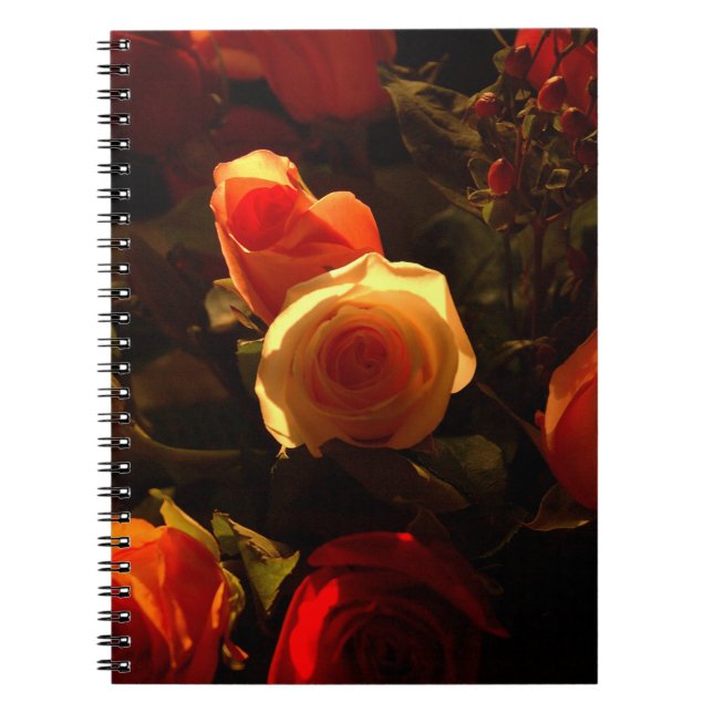 Carnet Roses I, orange, rouge et gloire d'or (Devant)
