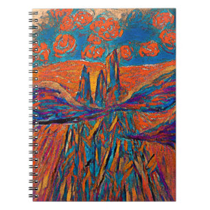 Carnet Roses impressionnants dans le ciel et une montagne