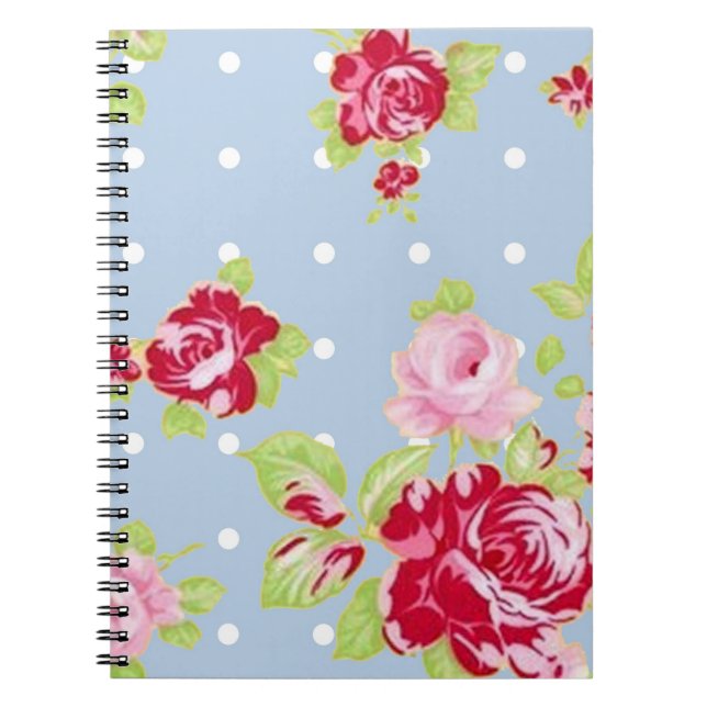 Carnet Roses On Blue Notebook (Devant)