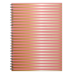 Carnet Roses Pâles et Rayures Dégradées Dorées