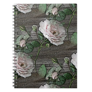 Carnet Roses patinés sur le bois