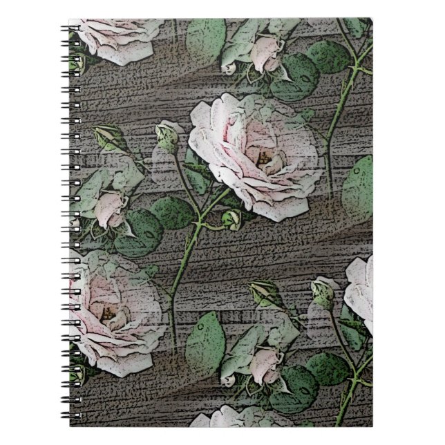 Carnet Roses patinés sur le bois (Devant)