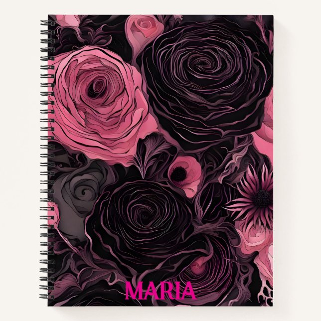 Carnet Roses roses et noirs (Devant)