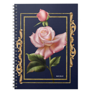 Carnet Roses roses Navy blue & Or Moderne Rustique Glamou