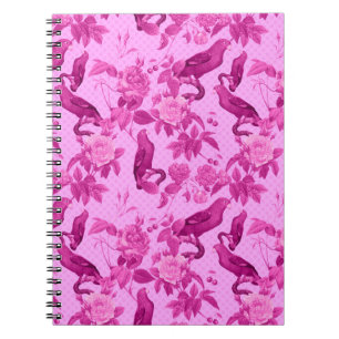 Carnet Roses roses roses avec perroquets violets motif