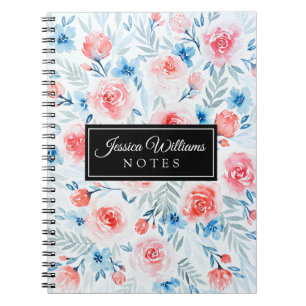 Carnet Roses Roses Roses Bleues Fleurs Aquarelle Motif Fl