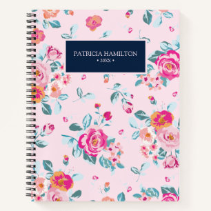 Carnet Roses roses roses motif floral sur blush