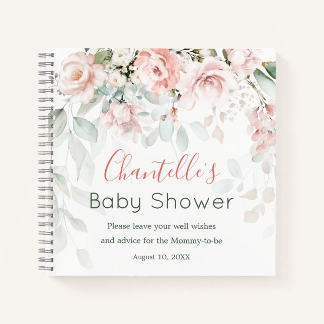 Carnet Roses roses roses vertes Baby shower de feuillage (Devant)