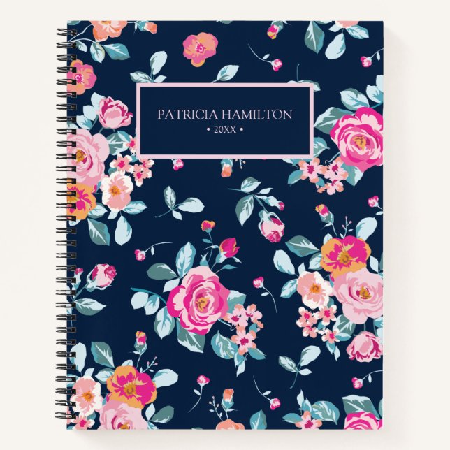 Carnet Roses roses roses vives Motif floral (Devant)