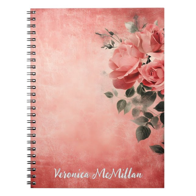 Carnet Roses roses sur l'Arrière - plan rose (Devant)