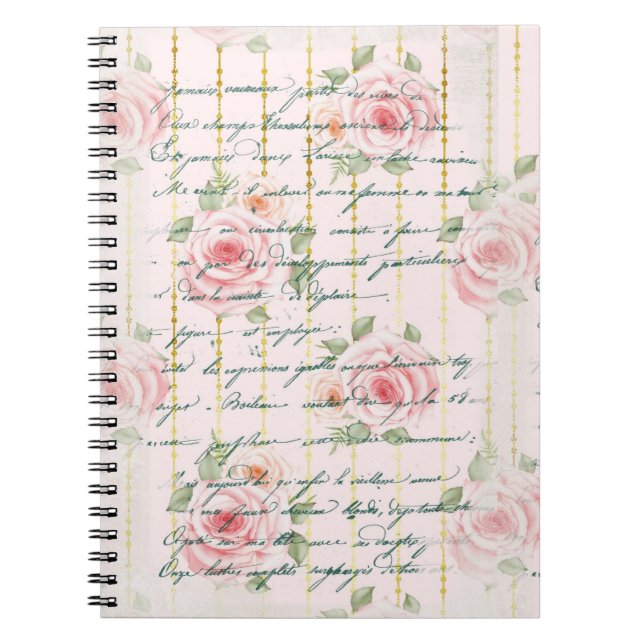 Carnet Roses roses Vintages écriture (Devant)