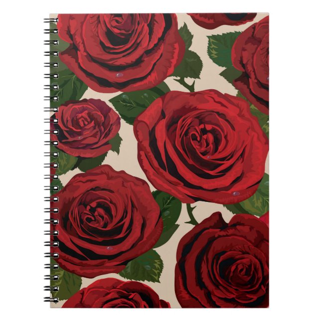 Carnet Roses rouges : Arrière - plan floral sans couture (Devant)