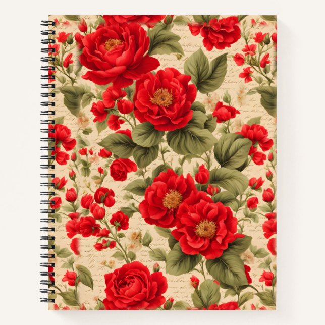 Carnet Roses rouges brillantes et texte (Devant)