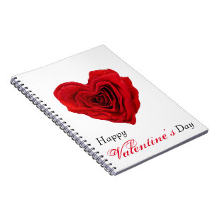 Carnet Roses rouges en forme de coeur Saint Valentin