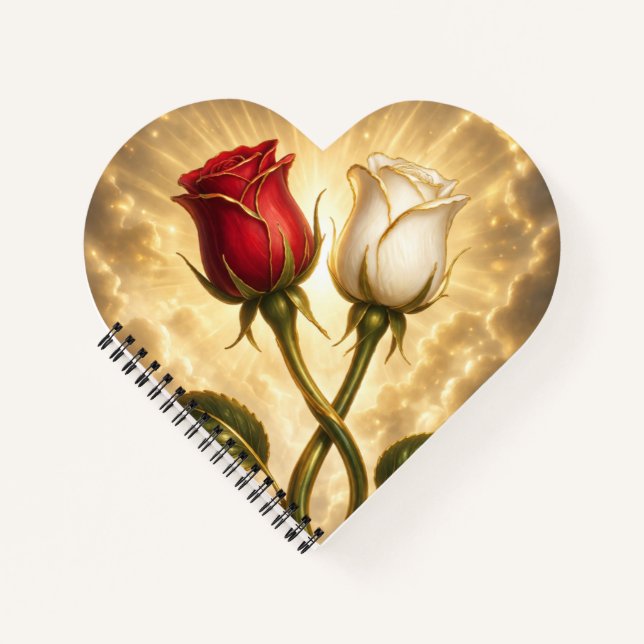 Carnet Roses rouges et blanches entrelacées. (Devant)