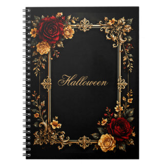Carnet Roses rouges et or gothiques de luxe foncées