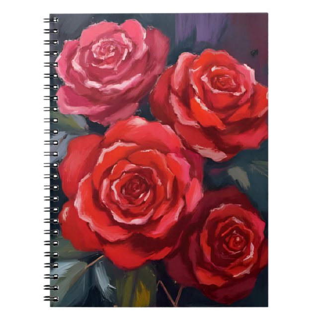 Carnet Roses rouges fleurs peintes à l'aquarelle florale (Devant)