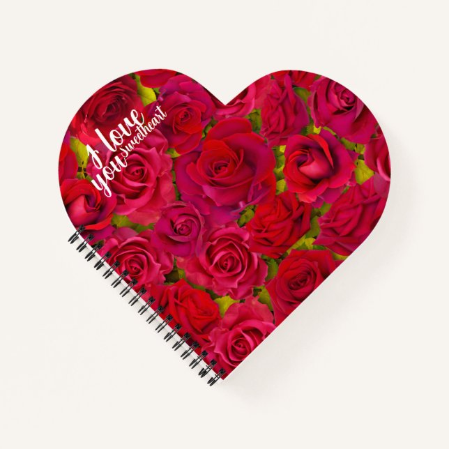 Carnet Roses Rouges Je t'aime Nom (Devant)