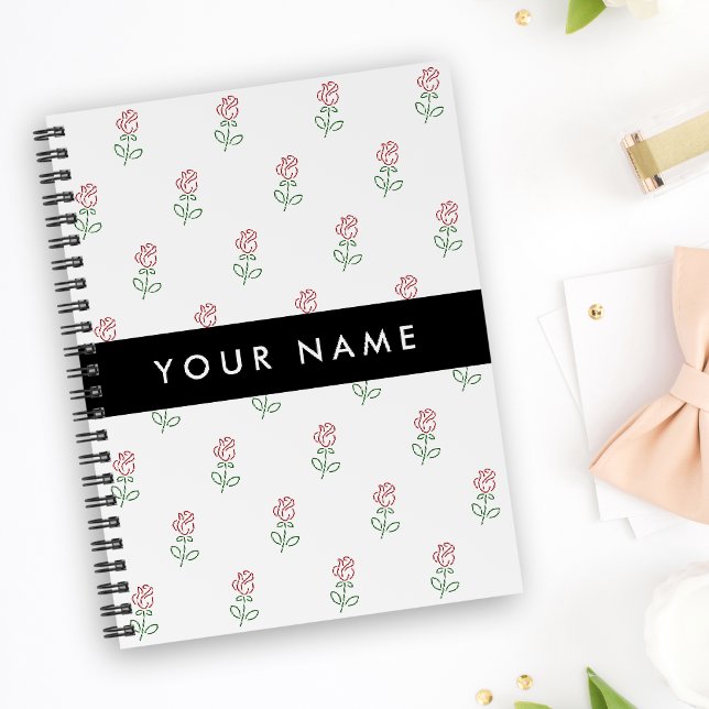 Carnet Roses Rouges, Motif De Roses, Votre Nom (Créateur téléchargé)