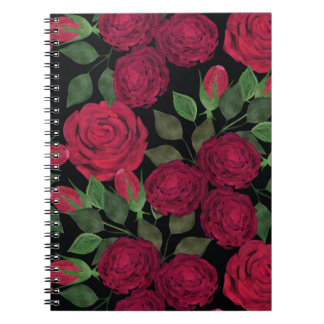 Carnet Roses rouges sur noir.