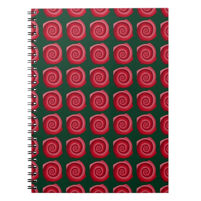 Carnet Roses rouges sur un fond vert abstrait, fond (Devant)