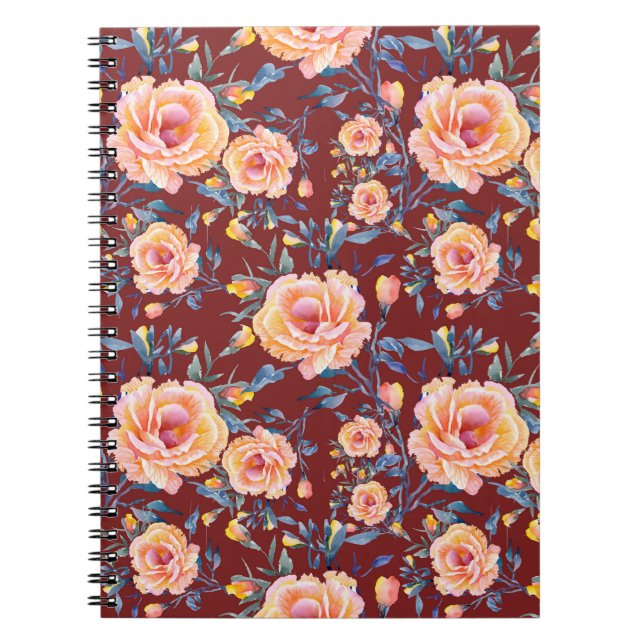 Carnet Roses, sans soudure, motif arrière - plan rouge (Devant)