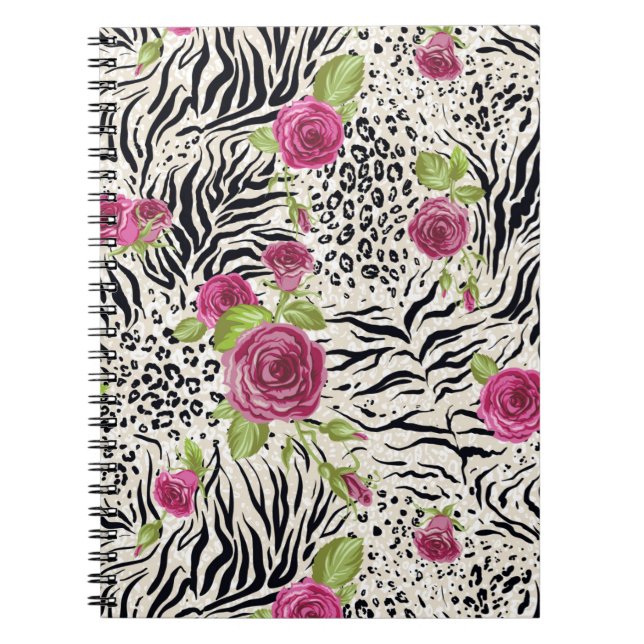 Carnet Roses sur le motif animal (Devant)