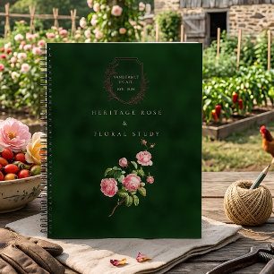 Carnet Rosier de jardin vert foncé à héritage vintage