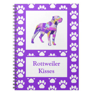 Carnet Rottweiler Rottie Chien Silhouette Paw Purple PY&B