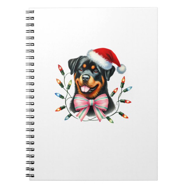 Carnet Rotweiler Chien avec Coquette Bow Noël Matchine (Devant)