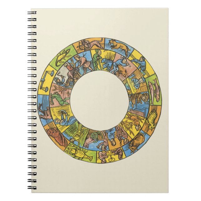 Carnet Roue du zodiaque astrologique céleste vintage (Devant)
