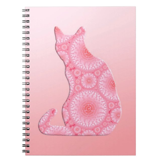 Carnet "Roues de lumière" Chat - corail rose (Devant)