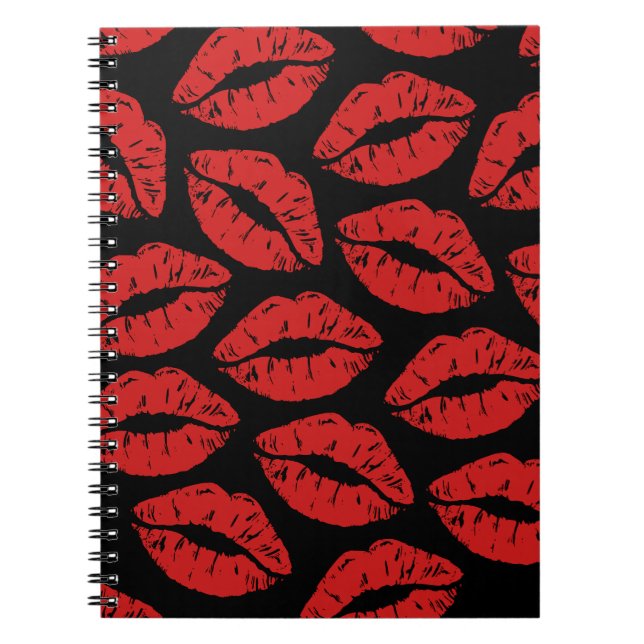 Carnet Rouge à lèvres rouge mignon baisers baiser motif l (Devant)