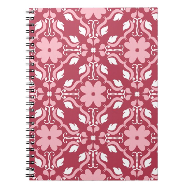 Carnet Rouge, beige à fleurs, papier peint motif sans cou (Devant)