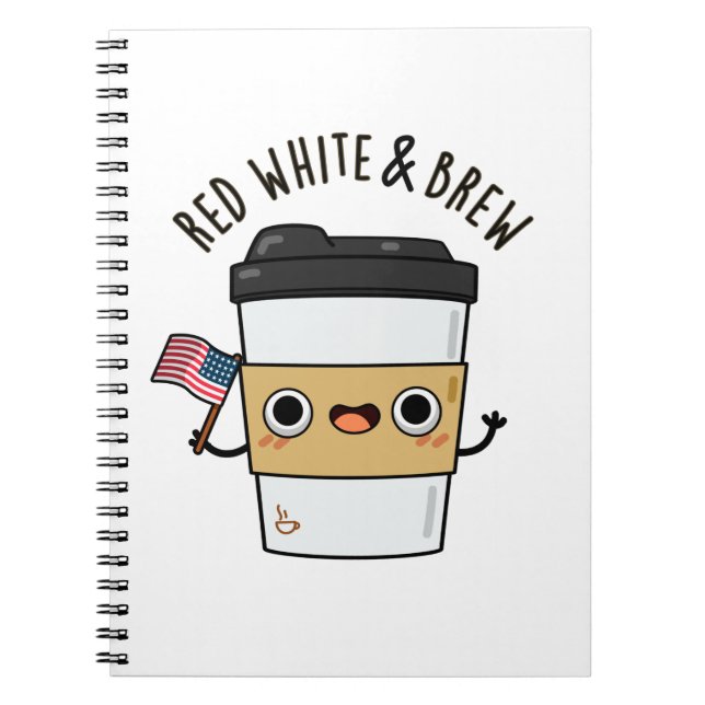 Carnet Rouge Blanc Et Bière Blague Drapeau Américain Café (Devant)