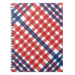 Carnet Rouge blanc et bleu En vichy plaid