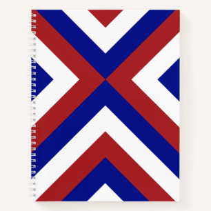 Carnet rouge, blanc, et bleu fait sur commande de