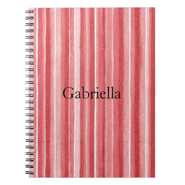 Carnet Rouge Blanc Rosé Rose Rayures   (Devant)