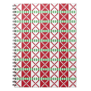 Carnet Rouge, blanc, vert letton Letton Ethnic Folk art