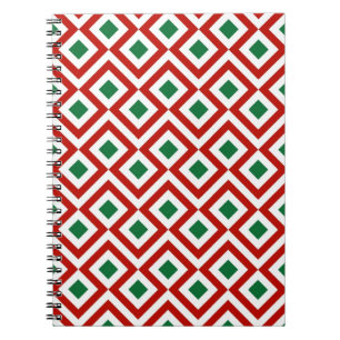 Carnet Rouge, blanc, vert méandre