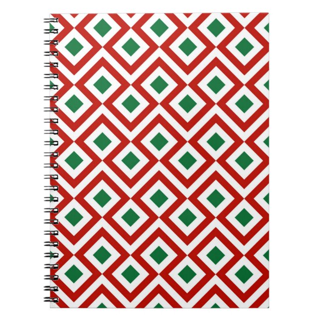 Carnet Rouge, blanc, vert méandre (Devant)