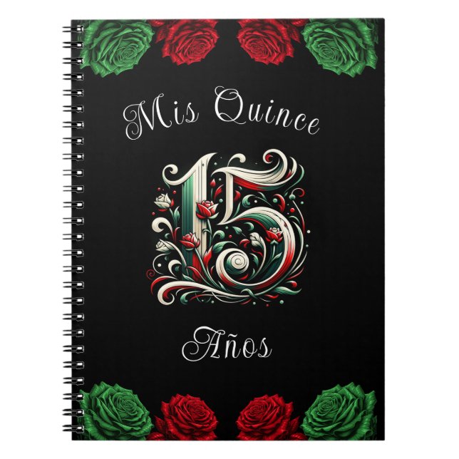 Carnet Rouge Blanc Vert Mes Quinze Ans 15 Quinceañera (Devant)