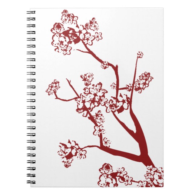 Carnet rouge cerise en fleurs (Devant)