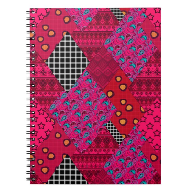 Carnet Rouge Crimson coloré patchwork (Devant)
