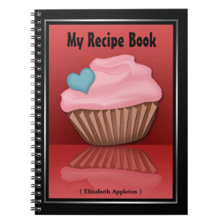 Carnet rouge de recette de réflexion rose de petit