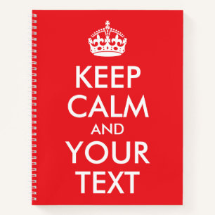 Carnet Rouge et blanc Gardez le calme et votre texte