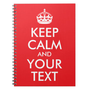 Carnet Rouge et blanc Gardez le calme et votre texte